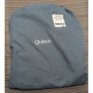 Quince 100% Organic Luxe Waffle Duvet Cover 2PC Set Indigo Blue Size Twin -NEW-